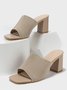 Women Minimalist Mesh Fabric Chunky Heeled Mule Sandals
