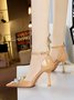Rhinestone Bow Patent Leather Ankle Strap Stiletto Heel Hollow Pumps