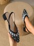 Sparkling Rhinestone Party Block Heel Toe-covered Sandals