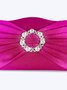 Rhinestone Ruched Party Satin Clutch Bag with Crossbody Chain Strap