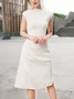 Regular Fit Elegant Plain Midi Dress