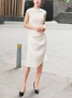 Regular Fit Elegant Plain Midi Dress