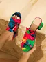 Multicolor Abstract Printed Block Heel Mule Sandals