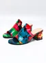 Multicolor Abstract Printed Block Heel Mule Sandals