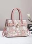 Elegant Floral Printed Tote Bag Large Capacity Handbag with Crossbody strap
