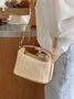 Minimalist Mini Straw Bag Vacation Handbag with Crossbody Strap