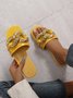 Metal Chain Decor Embossed Slide Sandals
