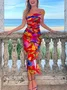 Floral Tight Asymmetrical Elegant Midi Dress