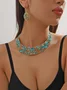 4pcs/set Luxurious Multicolor Rhinestone Embellished Metal Choker Necklace Set