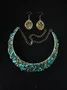 4pcs/set Luxurious Multicolor Rhinestone Embellished Metal Choker Necklace Set