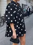 Loose Urban Half Sleeve Polka Dots Shirt Collar Dress