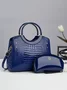 2pcs/set Large Capacity Embossed Commuting Tote Bag  with Coin Purse