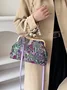 Elegant Imitation Pearl Beaded Handbag Floral Clutch Bag with Detachable Crossbody Strap