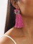 Multicolor Rhinestone Embellished Tassel Earrings