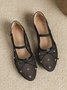 Breathable Mesh Rhinestone Studded Bowknot Mary Jane Flat Shoes