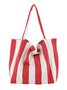 Large Capacity Casual Striped Canvas Tote Bag