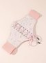 Random Floral Embroidery Lace-up Elastic Wide Girdle