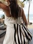 Large Capacity Casual Striped Canvas Tote Bag