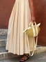 Daily Casual Plain Loose Crew Neck Pleated Dress