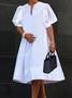 Plus Size Plain Others Loose Short Sleeve Elegant Short Dress