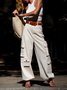 Casual Plain Pockets Cargo Pants