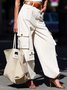 Casual Plain Pockets Cargo Pants