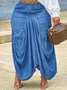 Casual Denim Plain Loose Long Skirt