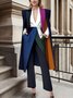 Urban Lapel Collar Color Block Loose Cloak