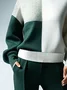 Casual Color Block Turtleneck Sweater