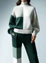 Casual Color Block Turtleneck Sweater