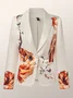 Elegant Luxury Satin Floral Statement Blazer