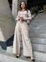 Urban Shawl Collar Long Sleeve Loose Linen Jumpsuit 