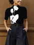 Urban Floral Printing Stand Collar T-shirt