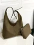 Casual Suede Tote Bag With Mini Bag