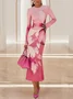 Elegant Floral Printing Midi Dress