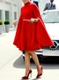 Elegant Plain Split Sleeves Irregular Craftsmanship Stand Collar Knee Length Dress