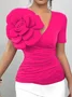 Urban Slim Fit 3D Floral V Neck T-shirt