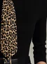Cotton Urban Leopard Shirt Collar Blouse With Tie