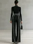 Urban Color-Block Piping Straight-Leg Pants