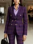 Urban Plaid Buttoned Lapel Blazer
