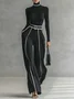 Urban Color-Block Piping Straight-Leg Pants