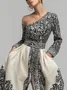 Casual Printed Asymmetrical Off-Shoulder Jumpsuit