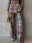 Urban Multi-Plaid Straight-Leg Pants