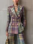 Urban Multi-Plaid Lapel Blazer