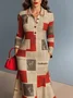 Casual Letter Pattern Printing Polo Collar Midi Dress