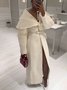 Elegant Plain Shawl Collar Coat With Belt