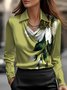 Plus Size Urban Floral Printing Shirt Collar Regular Sleeve Blouse