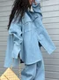 Casual Plain Buttoned Denim Shirt