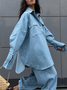 Casual Plain Buttoned Denim Shirt