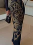 Elegant Tiger Printing Stand Collar Maxi Dress
